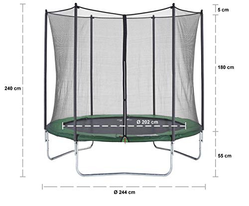 CZON SPORTS Gartentrampolin Ø250 cm mit Sicherheitsnetz, grün|trampolin|trampolin outdoor – Bild 7