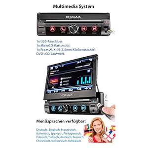 XOMAX XM-D761 Autoradio con mirrorlink, vivavoce bluetooth, schermo touch screen 7 pollici / 18 cm, RDS, DVD/CD, USB, SD… - immagine 6