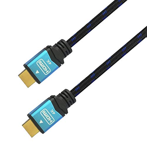 AISENS - A120-0355 Cable HDMI V2.0 premium alta velocidad con ethernet 4k@60hz 18gbps, A macho a A macho, negro/azul, 0.5m