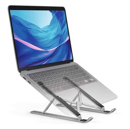 DWVO Durable Laptop & Tablet Holder, Foldable & Height Adjustable, Silver