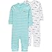 Wan-A-Beez Baby Boys' 2 Pack Printed Coverall (0-3 Months, Turquoise Elephant)