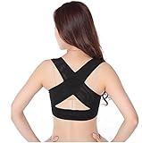 vinmax Women Hunchback Posture Shape Corrector Upper Shoulder with Push Up Bra (Black) (Large)