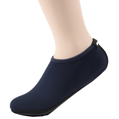 WOWFOOT Water Shoes For Women Men's Aquatic Socks Flexible Fitness Pool (1.5-2.5 US Little Kid, Navy)
