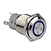 Ulincos® Momentary Push Button Switch U16F1 1NO1NC Silver Stainless Steel Shell with 12V Blue LED Ring Suitable for 16mm 5/8