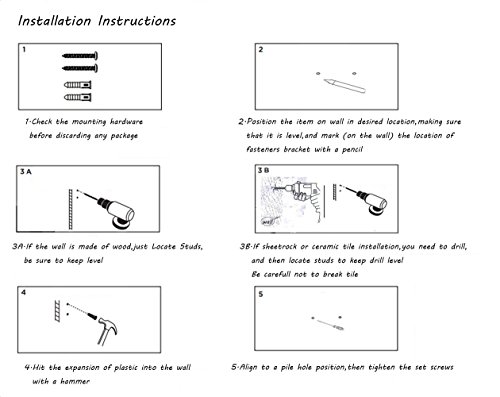 Cavoli Wall Mounted Broom Hanger and Dust Mop Closet Equipment Storage Organizer 16 Inches (3 Positions & 2 Hooks)