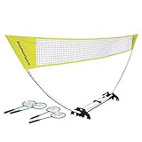 EastPoint Sports Easy Setup Badminton Net Set -5 Feet- Features Carry Storage Built-in Base, Weather Proof Material - Includes Badminton Net, 4 Rackets and 2 Shuttlecocks (Color May Vary)