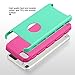 iPod Touch 6 Case,iPod Touch 5 Case,ULAK Dual Layer Slim Protective Hybrid iPod Touch Case Hard PC Cover for Apple iPod Touch 5 6th Generation (Aqua Mint + Rose Pink)