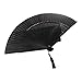 Kmax Silk Folding Fan,Japanese Vintage Retro Style Handmade Silk Black with a Fabric Sleeve and Tassels for Home Decoration Dancing Easter Gift