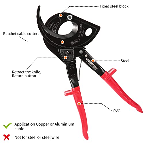 Ratchet Cable Cutter, Ratchet Cable Cutter and Cable Cutter up to 400mm², HS520A Heavy Duty Aluminum Copper