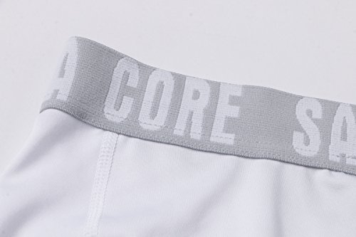 Saraca Core Men's Compression Tight Sport Pants Leggings Base Layer (White, Medium)
