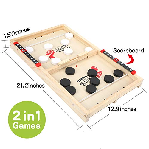 Jinjinle Fast Sling Puck Game Shuffleboard 2 in 1 Table Game Family Fun