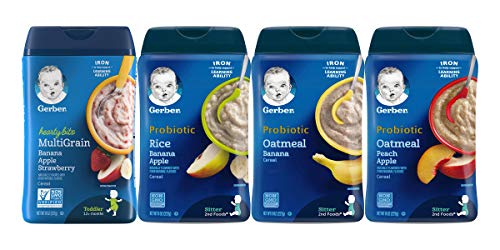 Gerber Baby Cereal Variety Pack – 1 Banana Apple Strawberry, 1 Rice Banana Apple, 1 Oatmeal Banana, 1 Oatmeal Peach…
