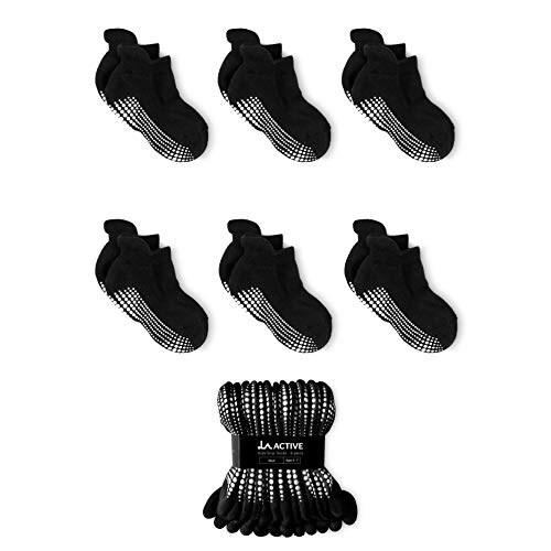 LA ACTIVE Non Slip Grip Ankle Boys and Girls Socks with Non Skid for Babies Toddlers and Kids Back to School 0-10 Years