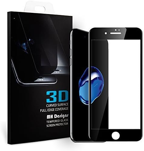 iPhone 7 Screen Protector, MH Designs Crystal Clear Premium Tempered Glass Screen Protector for Apple iPhone 7 4.7 inch - Black