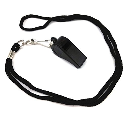 TOYMYTOY 24pcs Plastic Loud Whistles for Emergency Referee Coaches Training Sports with Lanyard (Black)