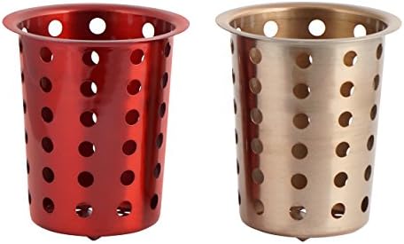 Magna Stainless Steel Ultra Modern Coloured Cutlery Holder- Set of 2 in RED-Copper
