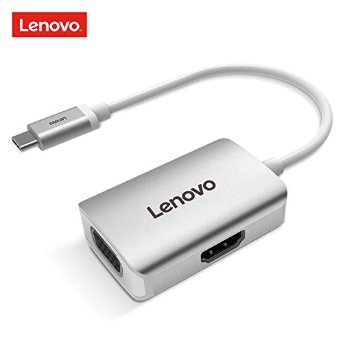 Lenovo USB C to HDMI VGA Adapter, USB Type C to 4K HDMI 1080P VGA Converter, Compatible for 2016/2017 MacBook Pro, Chromebook Pixel, Dell XPS