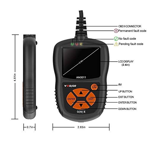 VXDAS OBDII Scanner,Car OBD2 Auto Fault Code Reader Universal Check Engine Light CAN Vehicle Diagnostic Scan Tool for All OBDII Protocol Cars Since 1996 AM3011
