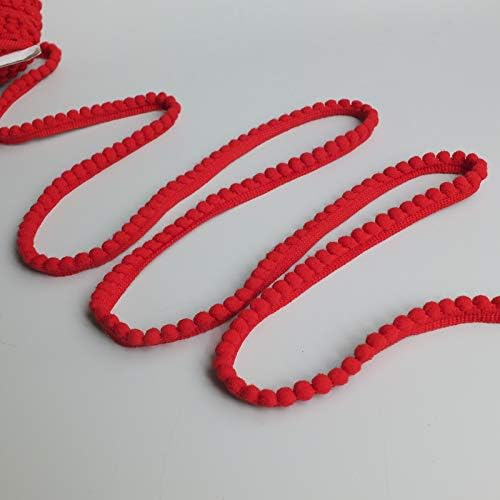 Mini Pom Pom Bobble Plain Trim - 22 Colours (Red) Per Metre