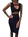 ALLEGRACE Women Sexy Stretch Bodycon Mid Bandage Party Dress Dark Blue M