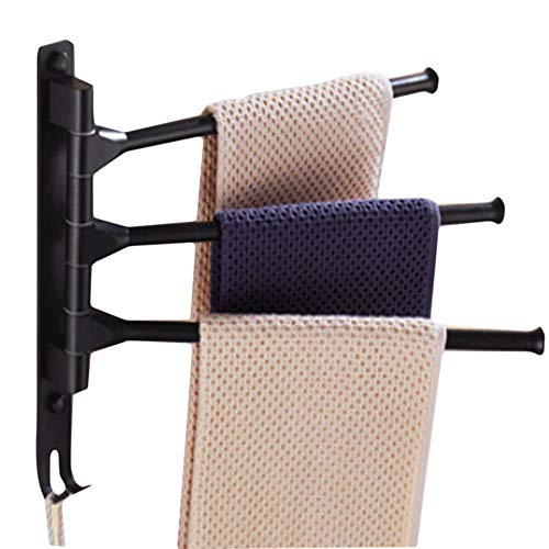 Towel Rack Holder, Towel Bars Holder Swing Towel Racks Wall Mounted Towel Holder with Hooks 3-Bar Oil Rubbed Bar Swivel Hanger Swivel Towel Rack Towel Holder Swing Bar Rack Towel Bar Swivel Hanger - Thumbnail 6