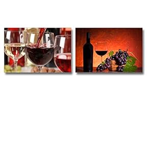 Canvas Prints Wall Art -Red Wine Pouring into a Wine Glass | Modern Home Deoration/Wall Art Giclee Printing Wrapped Canvas Art Ready to Hang - 16"x24" x 2 Panels