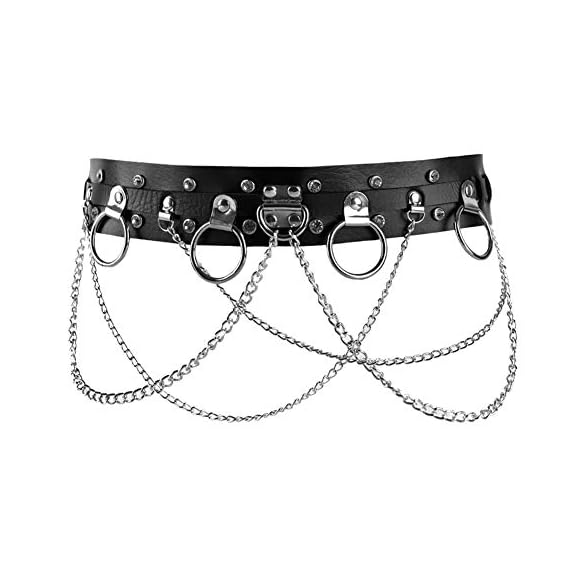 Women-Faux-Leather-Harness-Garter-Belt-Adjustable-Waist-Leg-Body-Caged-with-Punk-Metal-ChainLP-03