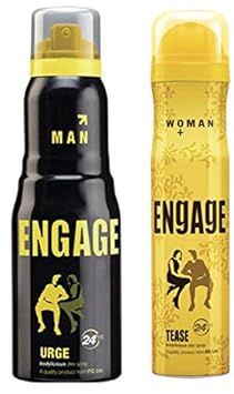 Engage Urge Deodorant For Men, 150ml / 165ml & Woman Deodorant, Tease, 165ml / 110g (Weight May Vary) Combo
