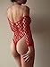 Amoretu Womens Long Sleeves Body Stockings Lingerie Closed Crotch Bodysuit (Red)