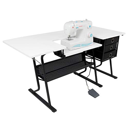 Studio Designs Eclipse Hobby Sewing Arts & Crafts Center Table, Black & White (2 Pack) - Thumbnail 4