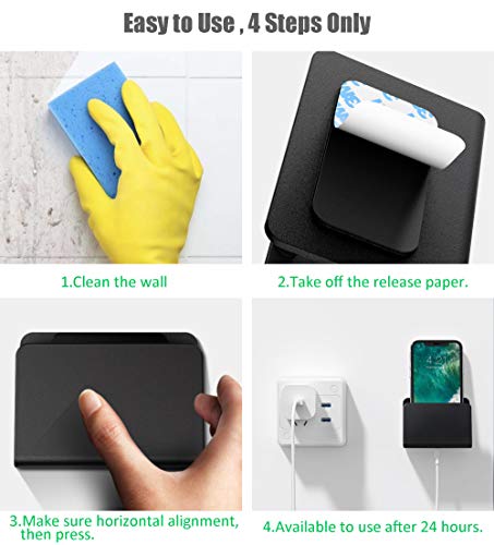 Elv Wall Mount Mobile Holder with Adhesive Strips, Charging Holder Compatible with iPhone, Smartphone and Mini Tablet -