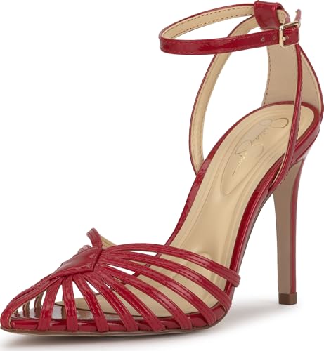 Jessica Simpson Paveri Strappy Caged Heeled Pump, Red Muse, 8.5