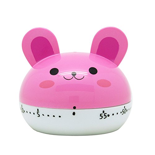 Yiwa Cartoon Animal Kitchen Timer Cute Cooking Mechanical Home Decor Pink
