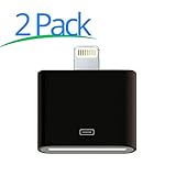 Lightning Adapter, Lightning to 30 pin Charging Charge Cable Adapter Converter for iPhone 6 6S 6 Plus6S Plus 5 5C 5S Pad 4 iPad Mini iPad Air iPod Nano (2 pack 8Pin to 30 Pin Adapter Black)
