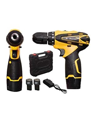 ALLWIN Multi-Function Drill Plastic Cordless Drill Screw Driver 10mm with Batteries & Two Speed Control - LED Light Guided - Keyless Chuck - Reverse Forward Motion - 12V- Lithium-Ion 1.5Ah.