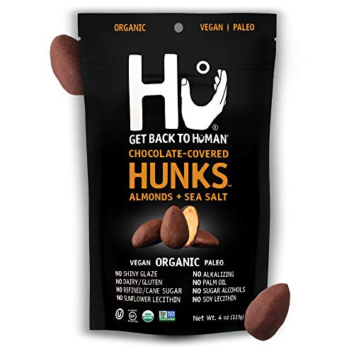 Hu Hunks Vegan Chocolate Covered Almonds With Sea Salt | 2 Pack | Non-GMO, Gluten Free, Paleo, Organic Dark Chocolate