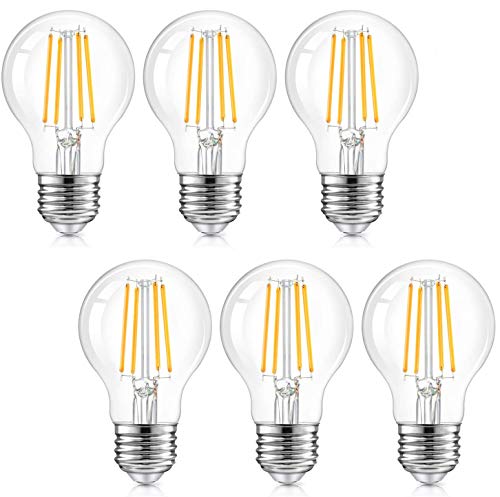 Bombilla de luz LED Edison vintage, JSXing bombillas de vidrio de filamento LED antiguas, no regulable, 4 W (equivalente a 40 W), 350 lm, para decoración del hogar, paquete de 6 (Luz neutra-4000K)