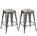 BTEXPERT® 24-inch Tabouret Vintage Antique Rustic Distressed Metal Counter Height Bar Stool Indoor-Outdoor - (Set of 4 Barstool)