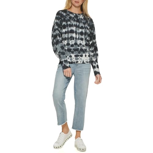 DKNY womens JEANS PULL OVER,BLK/WHT,L