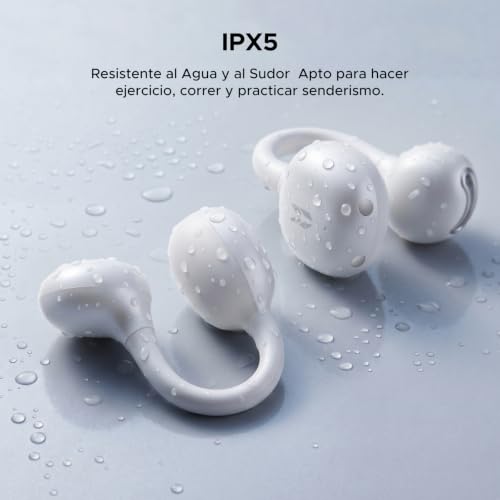 UGREEN HiTune S3 Air Audífonos Inalámbricos In Ear 35 Horas, Bluetooth 6.0 con 2 AI Micrófonos, Audífonos Open Ear 12 mm Diafragma, Control por App, IPX5 para Deportes al Aire Libre y Fitness, Blanco