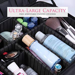 image for DUcare Large Makeup Train Bag with PU Leather Travel Case Cosmetic Org