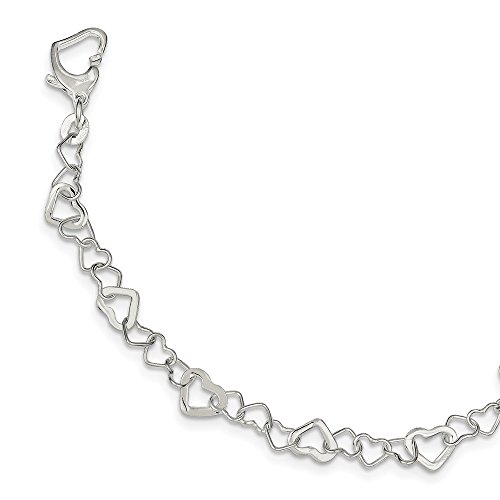 925 Sterling Silver Linked Heart Bracelet 7.5 Inch/love Fine Jewelry Gifts For Women For Her