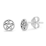 Sterling Silver Wicca Star Stud Earrings