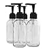 Cornucopia Brands 4oz Clear Glass Pump Bottles (4 Pack); Refillable Glass Containers w/Black Plastic Soap/Lotion Pump Dispensers