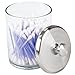 iDesign Gina Plastic Bathroom Vanity Canister with Lid for Cotton Balls, Swabs, Cosmetic Pads, Candy, 3.25