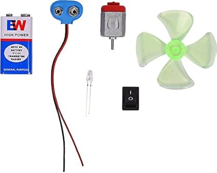 NextGeek 4.5-5 V DC Motor, Mini Fan Blade, 9V Battery and LED Educational Electronic Hobby Kit