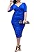 LaSuiveur Womens V Neck Half Sleeves Sexy Plus Size Ruched Midi Dress