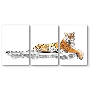 Canvas Wall Art Tiger Canvas Painting Wall Poster Decor for Living Room Framed Home Decorations - 16"x24" x 3 Panels