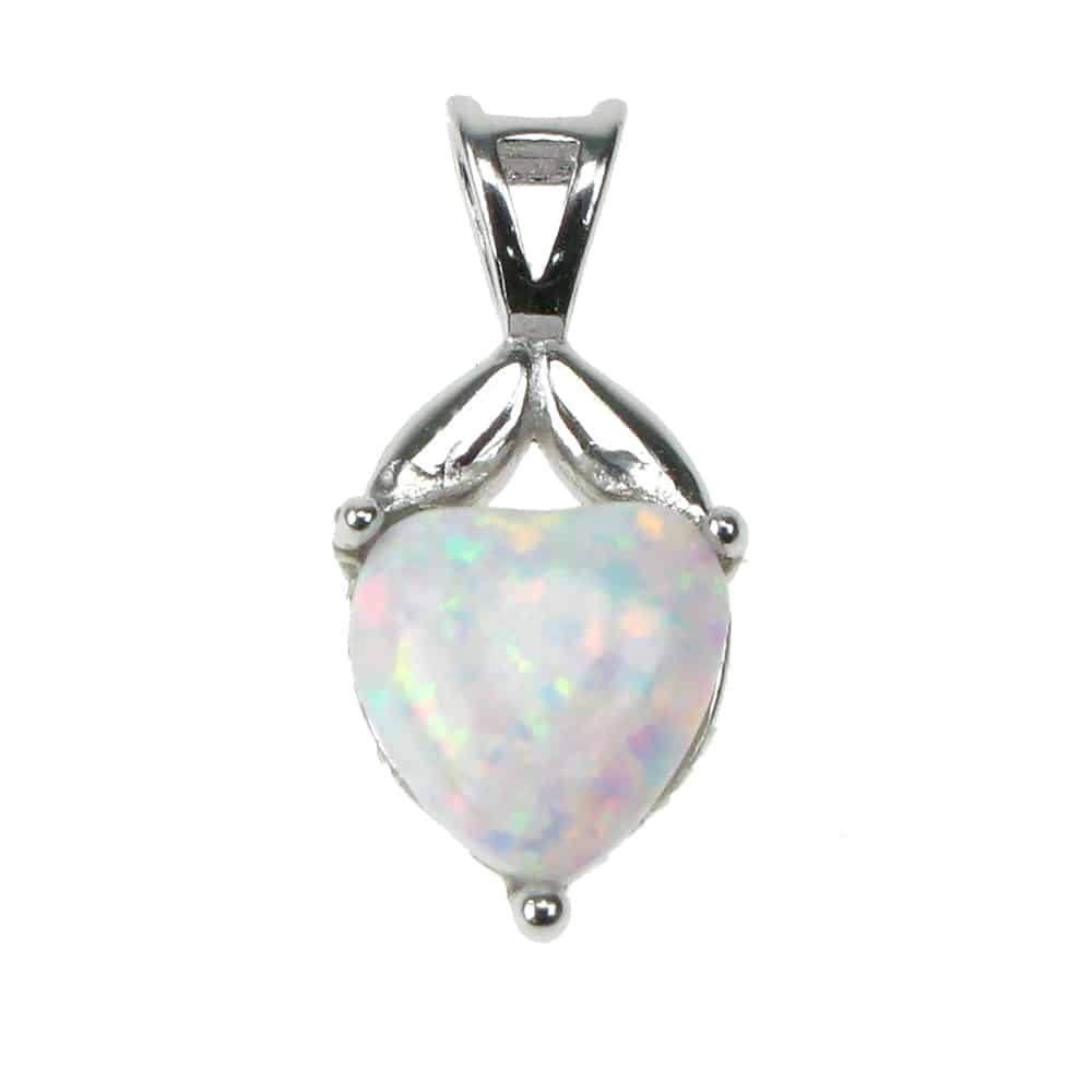 Snow Opal Heart - 925 Sterling Silver - Pendant with 18" Chain - Gift Boxed