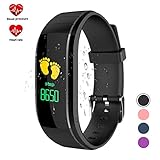 Fitness Tracker, Ouliou Activity Tracker with Heart Rate Monitor,Blood Pressure Monitor, IP67 Waterproof, Step Counter,Calorie Counter, Sleep Monitor for Kids/Woman/Man iOS Android(Black)